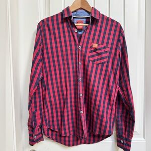 Moschino Scotch & Soda Red and Blue Gingham Slim Fit Button Up Shirt. Size M